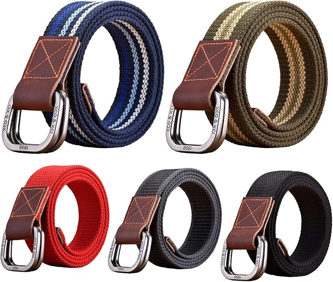 Jeans Retro Belt Casual Pants for Women Men Double Ring