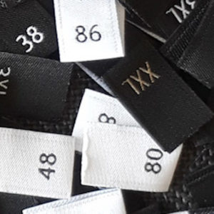 Woven Clothing Sewing Label Size Tags White – XS S M L XL
