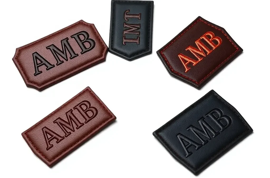 Custom Genuine Leather Patches for Hats Embossed Jeans Clothing Labels Leather By AMB accessories