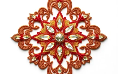 Diamante Transfer design stone traditional embroidery style