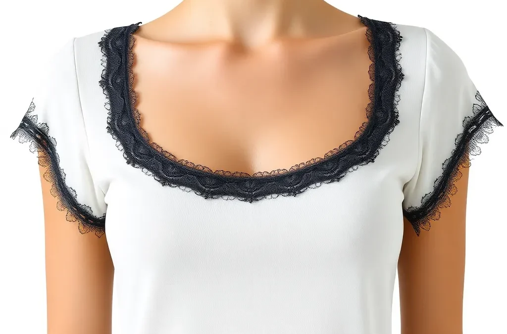 Women Lace-Trim Yoke Round-Neck Top